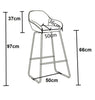 Velvet Bar Stools set of 2 Chairs Kitchen Breakfast Bar Stools with Backrest