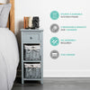 Shabby Chic Bedside Unit Tables Drawers Cabinet + Wicker Storage Wooden Bedroom