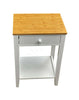 WHITE BEDSIDE TABLE CABINET STORAGE SHELF/DRAWER BEDROOM NIGHTSTAND NATURAL TOP