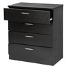 Chest of 4 Drawers Black Bedroom Furniture Tall Storage Bedside Table Nightstand