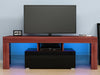 Modern TV Stand Cabinet Unit 1 Drawer Black High Gloss Door Walnut Living Room