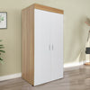Tall Soild Wooden Wardrobe 2Door Bedroom Storage Hanger Bar Clothes Rail Hanger