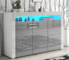 High Gloss White Cabinet Cupboard Sideboard TV Unit Stand Living Room LED Lights