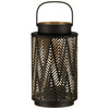 NEW TRIBAL STYLE CONTEMPORARY BLACK METAL LANTERN CANDLE PILLAR TEA LIGHT HOLDER