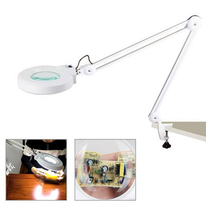 22W Large Desk Magnifier Magnifying Lamp Eyelash Lamp Salon Surgery Beauty White