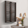 Window Style Garden Wall Mounted Mirror Brown Shutter Window IndoorOutdoor Decor