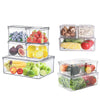 5PCS/PACK Fridge Storage Box with Lid Handle Clear Food Container Plastic Boxes