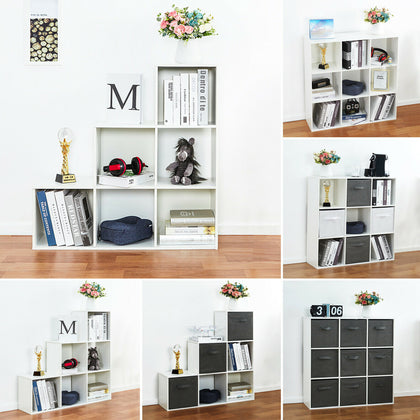 6/9 Cube Wooden Bookcase Shelving Unit Display Storage Shelf Home Office White