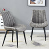 2 4 PCS Stripe Dining Chairs Faux Leather Retro Design for Kitchen Living Room