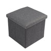 GREY LINEN FOLDING STORAGE OTTOMAN POUFFE SEAT FOOT STOOL STORAGE BOX UK