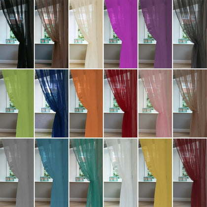 Single Plain Voile Net Curtain Sheer Panels Slot Top - Free Postage