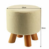 Luxury Padded Wooden Footstool Ottoman Square Round Pouffe Stool Wooden 4 Legs
