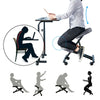 Kneeling Posture Chair Grey Stool Ergonomic Seat Leather w/ Wheels