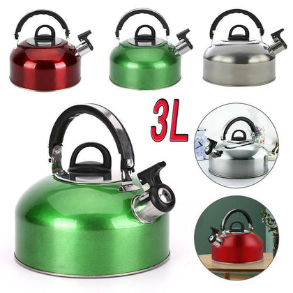 3L Stainless Steel Camping Kettle Home Camping Caravan Whistling Kettle UK