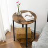 HOOBRO Round Side Table End Table Bedside Table 2-Layer Sofa Table Living Room
