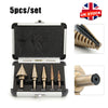 5 Pieces HSS Step Large Cone Drill Hole Cutter Bit Set Tool + Case New