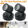 2x 12V LED Spot Reading Lights Lamp For Home Room Car RV Camper Van Caravan Boat