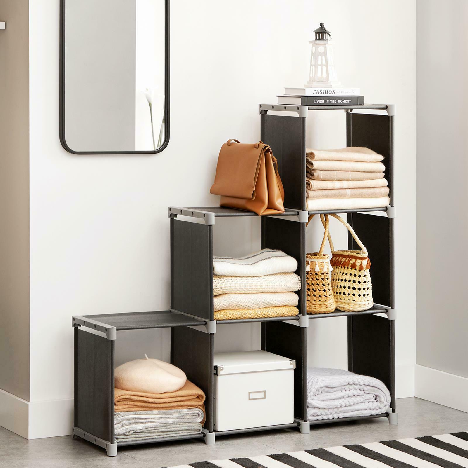 6-Cube Storage Rack Staircase Organiser DIY Storage Shelf Bookcase She ...