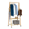 Wooden Clothes Rail Scarf Cap Hanging Garment Coat Rack Heavy Duty Rolling Stand