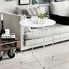 Portable Folding Coffee Side Console Table Round Metal Tray Top Night Stand UK