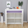 White Sideboard Storagey Matt Body&High Gloss Doors Cupboard Cabinet w/LED Lights