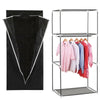Single Fabric Canvas Wardrobe with Hanging Rail Shelving Clothe Storages Closets