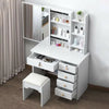Modern Corner Dressing Table Makeup Desk w/ 6 Drawers & 1 Large Mirror White UK