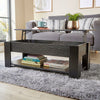 Black Wooden Coffee Table With Lift Up Top Storage Area and Magazine Shelf