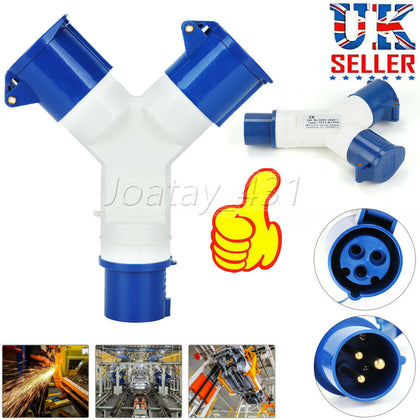 16A 2 Way Splitter Electric Mains Hook Up Lead Adaptor Caravans Motorhomes