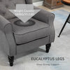 Grey Accent Armchair Retro Button Tufted Wingback Chair Vintage Wing Back Couch