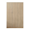 Modern Matt Oak 3 door triple wardrobe with shelves rail.Slow-clos