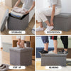 GREY LARGE LINEN FOLDING STORAGE OTTOMAN POUFFE SEAT FOOT STOOL STORAGE BOX UK