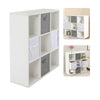 9 Cube Wooden Bookcase Shelving Unit w/ Grey Canvas Basket Display Storage Shelf