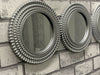 Set of 3 Round Wall Art Moroccan Mirror Art Décor Silver Wall Mounted Home Décor