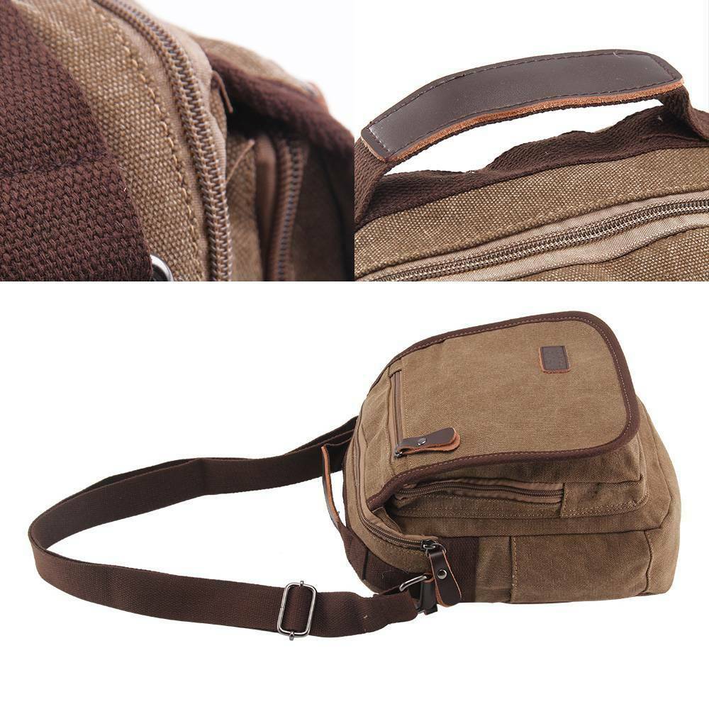 Army Style Canvas Messenger Shoulder Bag - Canvas Bag Leather Bag