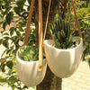Set of 3 Ceramic Hanging Planter Vase Garden House Hanging Pots &Rope Wall Decor