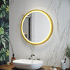 Wall Mounted LED Bathroom Mirror with Warm Lights Demister Gold Frame 600x600mm