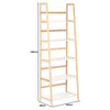 WHITE & BAMBOO 5 TIER TALL BOOKCASE SHELVES MODERN HOME SHELVING UNIT