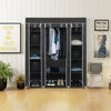 Mondeer Grey/Black Canvas Wardrobe Storage Organiser Hanging Rail Fabric