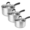Set of 3 Stainless Steel Saucepans Crockery Dinner Sets Stainless Steel