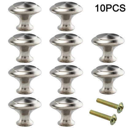 10Pcs Door Handles Knobs Chrome Drawer Wardrobe Cupboard Cabinet Round Handle