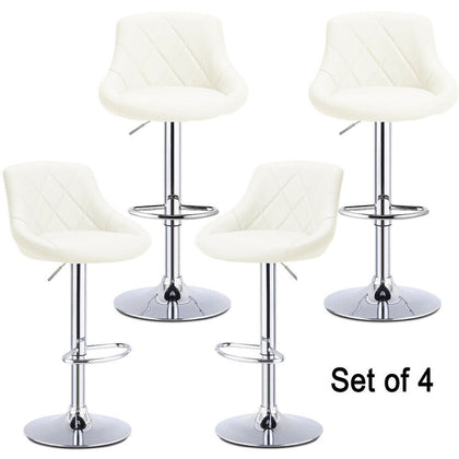 4x MADRID Faux Leather Bar Stools Gas Lift Home Kitchen Breakfast Chairs Cream