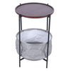 Small Round Coffee Table Sofa Side End Table Tray with Fabric Basket Storage UK
