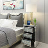 3 Drawers Mirrored Glass Bedside Table Side Cabinet Crystal Handles Bedroom UK