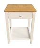 WHITE BEDSIDE TABLE CABINET STORAGE SHELF/DRAWER BEDROOM NIGHTSTAND NATURAL TOP