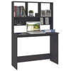 Modern Grey Writing Table Shelves Office Shelf Book File Storage Computer Desk