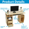 Computer Desk Study Desk Workstation PC Laptop Table Home Office Drawers Shelves