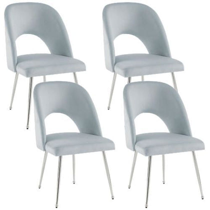 Dining Chair Set of 4 Velvet Upholstered Padded Seat Metal Legs Side Chairs Grey