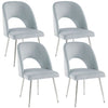 Dining Chair Set of 4 Velvet Upholstered Padded Seat Metal Legs Side Chairs Grey