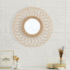 Rose Rattan Wall Mirror Round Flower Hanging Boho Willow Wicker Weave Frame Deco